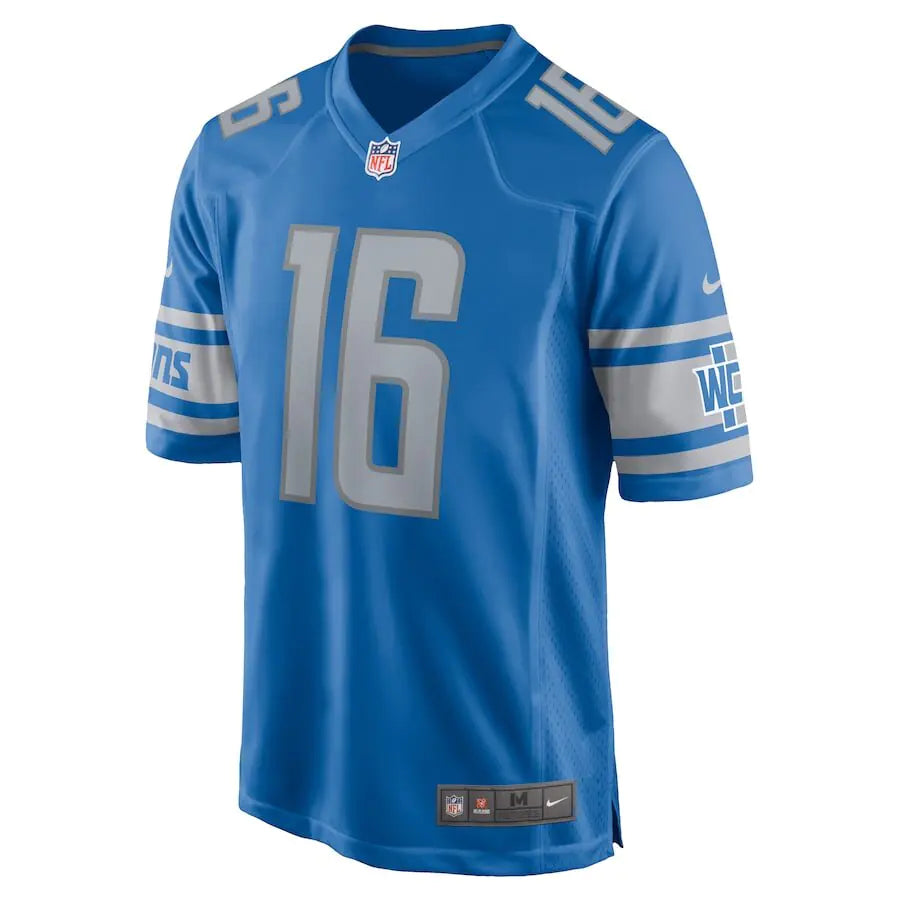 Camiseta azul de Jared Goff de los Detroit Lions para hombre