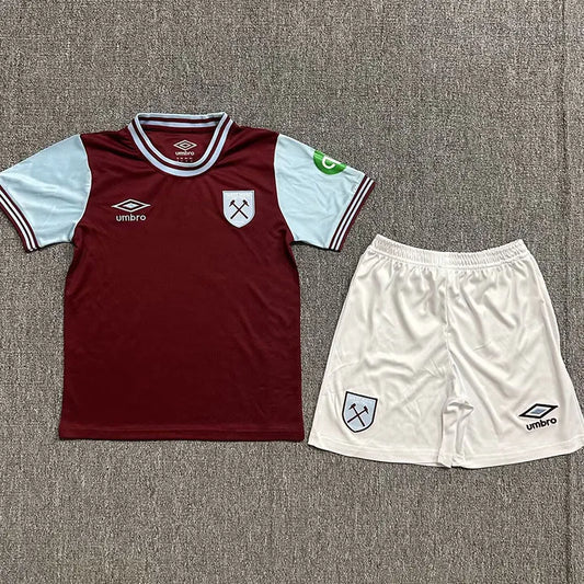 2024-25 West Ham Home Kids Soccer Jersey Suit