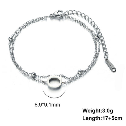 Titanium Steel Double-Layered Chain Letter Necklace Bracelet