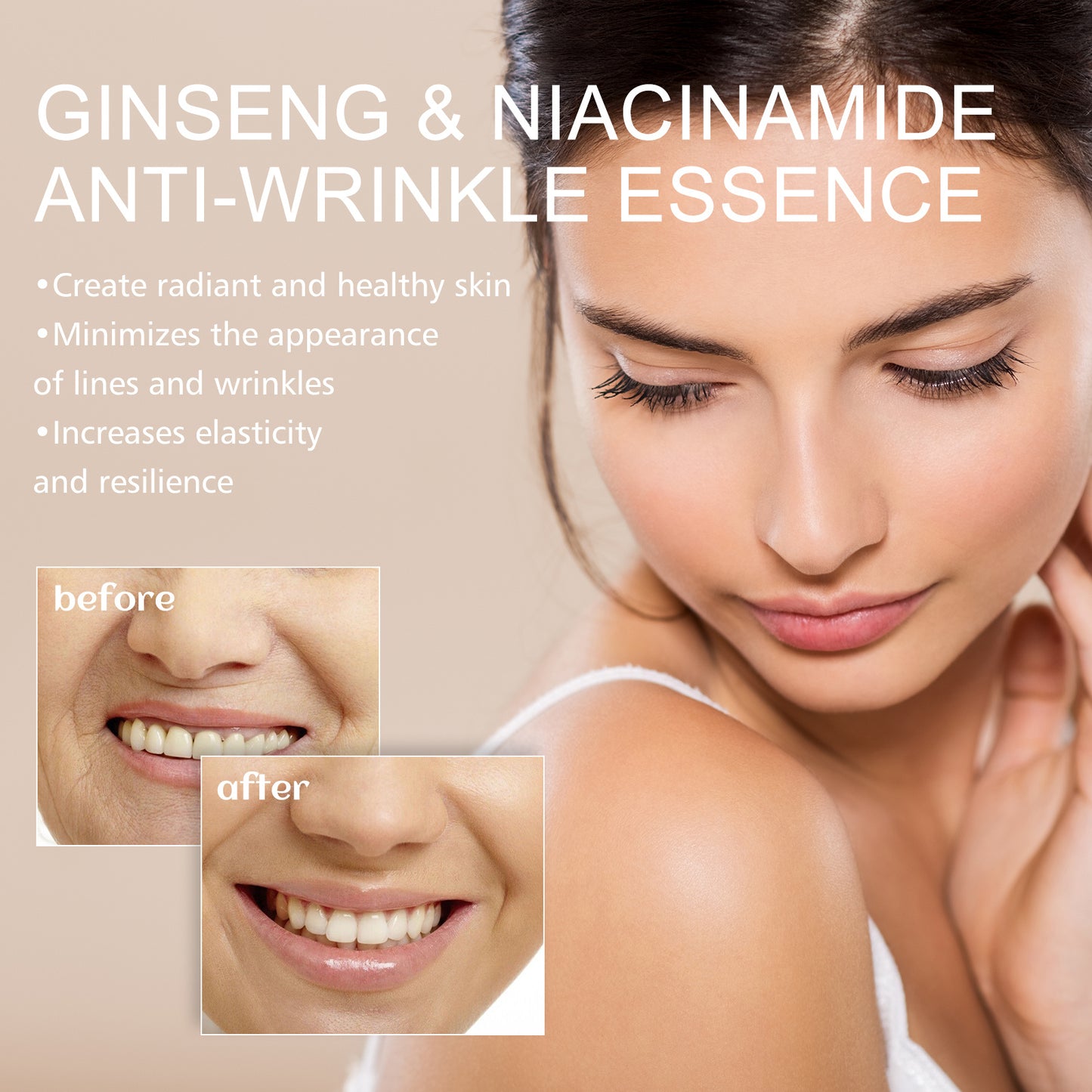 Ginseng Anti Wrinkle Serum, Ginseng Extract Liquid, Ginseng Polypeptide Anti-Ageing Essence, Korean Ginseng Essential Oil Tighten Moisturizing Smooth Skin Reduce Fine Lines