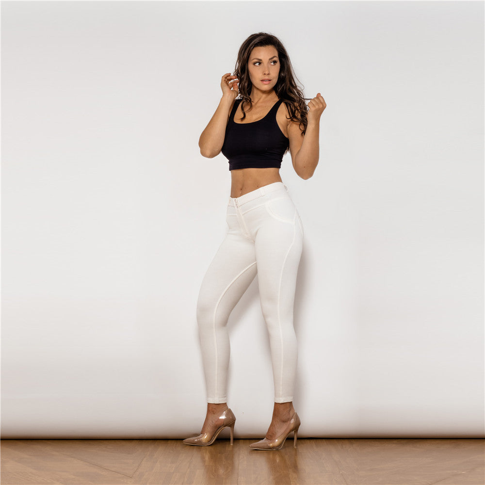 Shascullfites Melody Cotton Shaping Leggings Booty Lifting Anti Cellulite White Pants