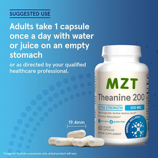 Theanine Capsules - Brain-Boosting, Focus-Enhancing, Sleep-Improving Relaxation Capsules – Gluten-Free & Non-GMO