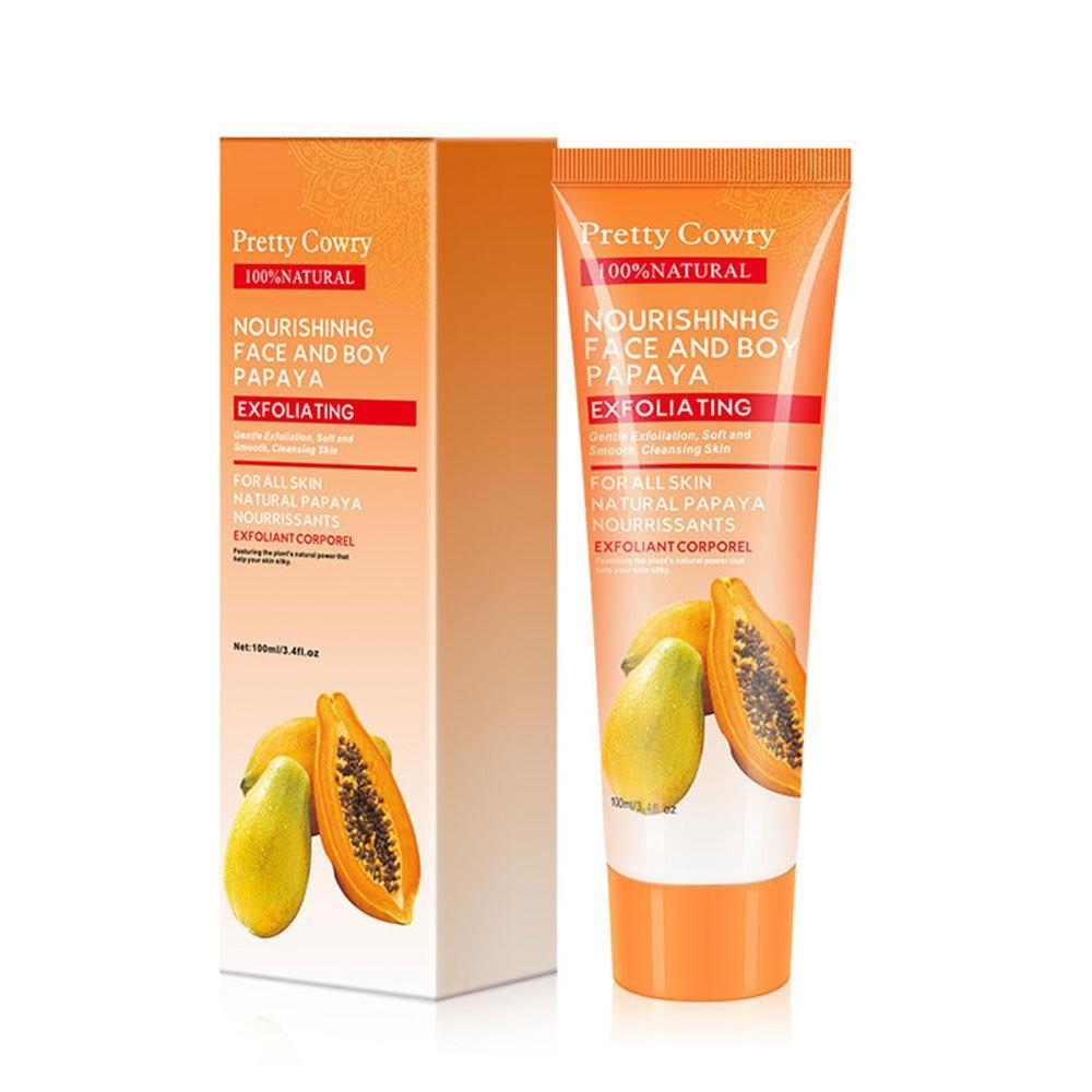 PRETTY COWRY Crema en gel exfoliante facial de pepino, coco y papaya: limpiador, hidratante y nutritivo, 100 ml