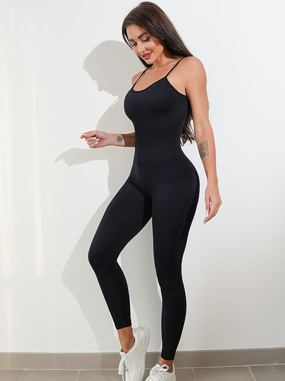 Sexy Unitard One-Piece Spaghetti Strap Tummy Control Waist Slimming Hip Enhancing Sleeveless Bodysuit Outfit