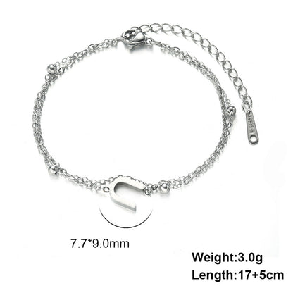 Titanium Steel Double-Layered Chain Letter Necklace Bracelet