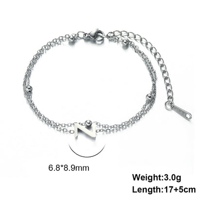 Titanium Steel Double-Layered Chain Letter Necklace Bracelet