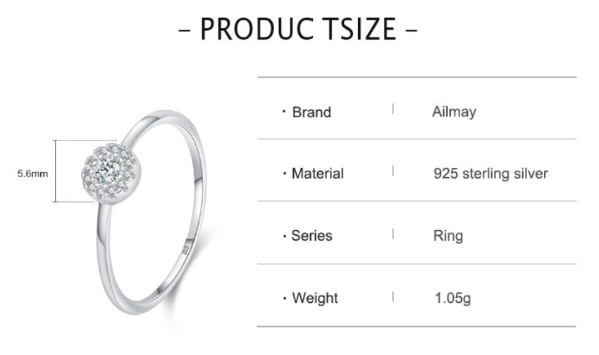 S925 Silver Simple Round Micro-Stone Pandora Ring