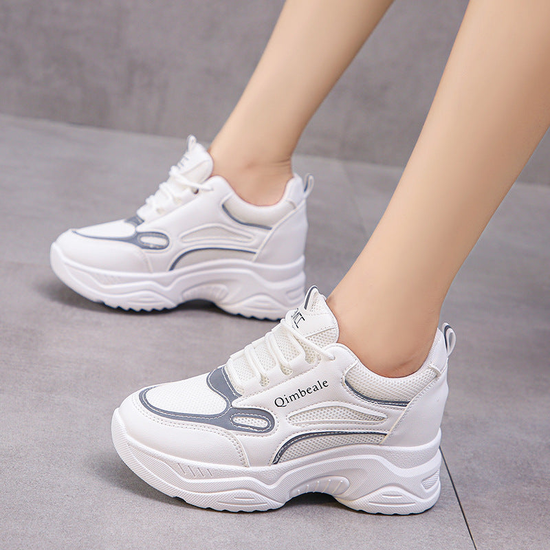 Height-Increasing High Sole Mesh Style Casual Sneakers