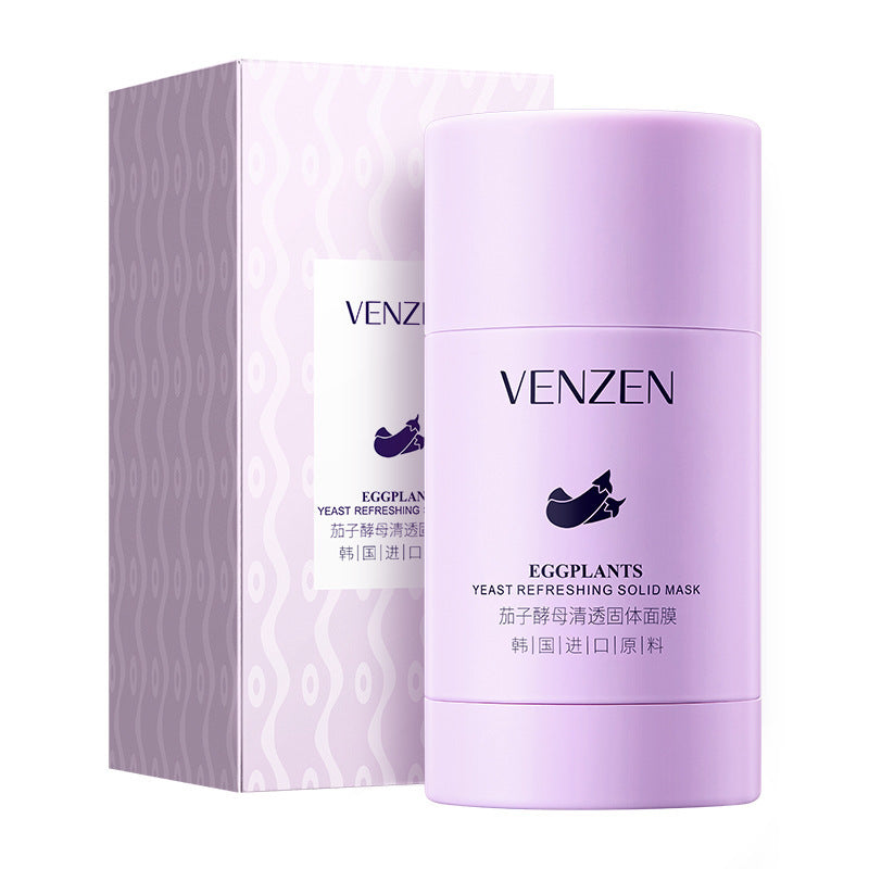 VEZE Oil Control minimiza los puntos negros y los poros, mascarilla sólida refrescante de levadura de té verde y berenjena