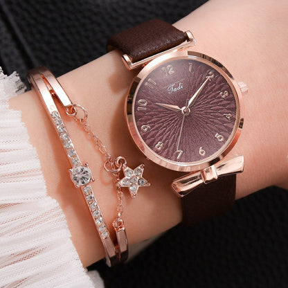 Women's Digital Alloy Leather Strap Watch