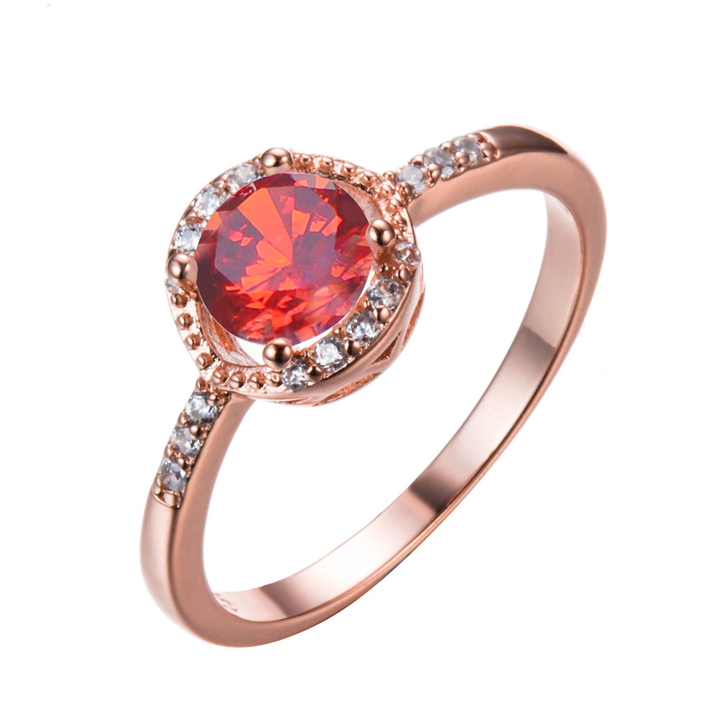 Zircon Round Opal Rose Gold Pandora Ring