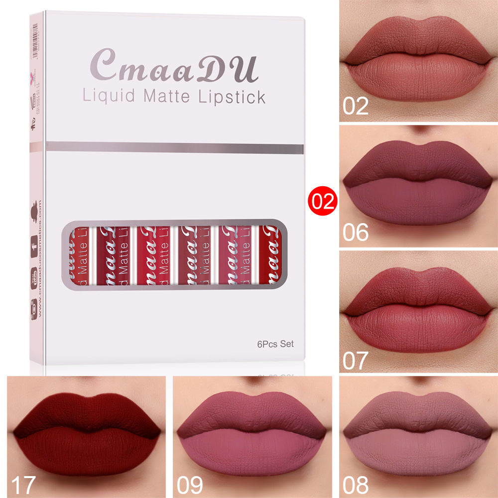 CMAA DU Matte Non-Stick Waterproof Lipstick - Long Lasting Lip Gloss 6 Boxes