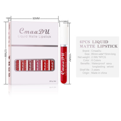 CMAA DU Matte Non-Stick Waterproof Lipstick - Long Lasting Lip Gloss 6 Boxes