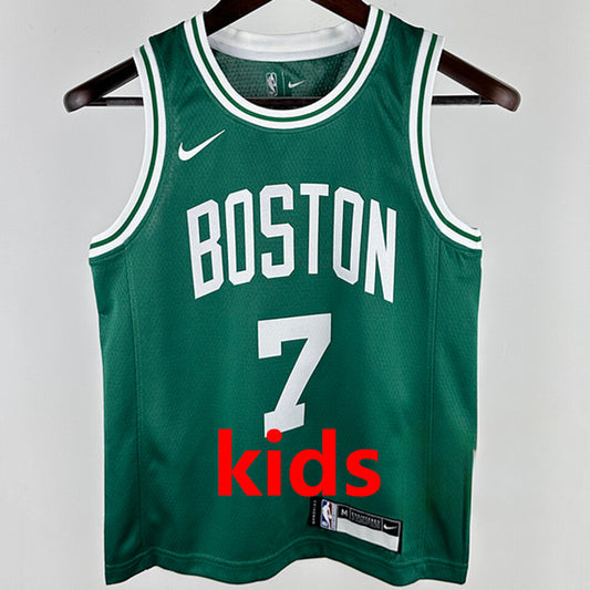 2025 Celtics BROWN #7 Green Kids NBA Jersey