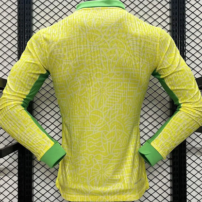 2024/25 Brazil Home Yellow Player Version Long Sleeve Jersey