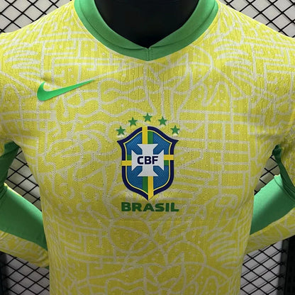 2024/25 Brazil Home Yellow Player Version Long Sleeve Jersey