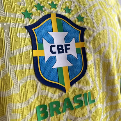 2024/25 Brazil Home Yellow Player Version Long Sleeve Jersey