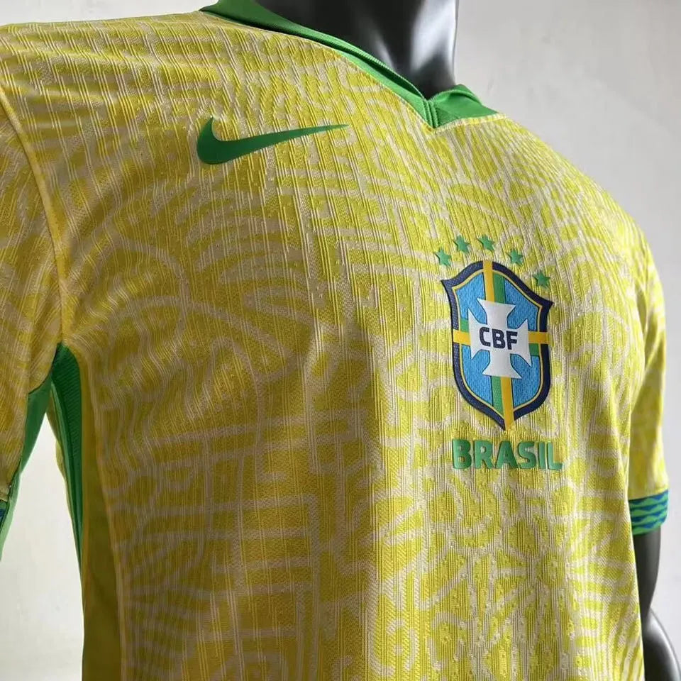 2024/25 Brazil Home Yellow Player Version Long Sleeve Jersey