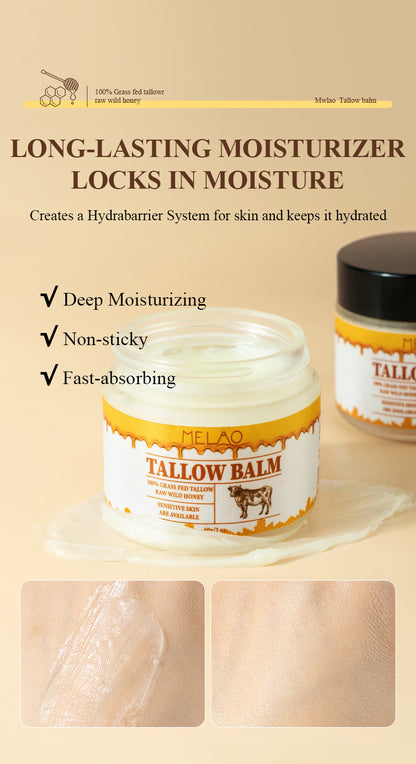 MELAO Tallow Balm Youth Elixir - Crema hidratante antiarrugas para pieles grasas, 60 g