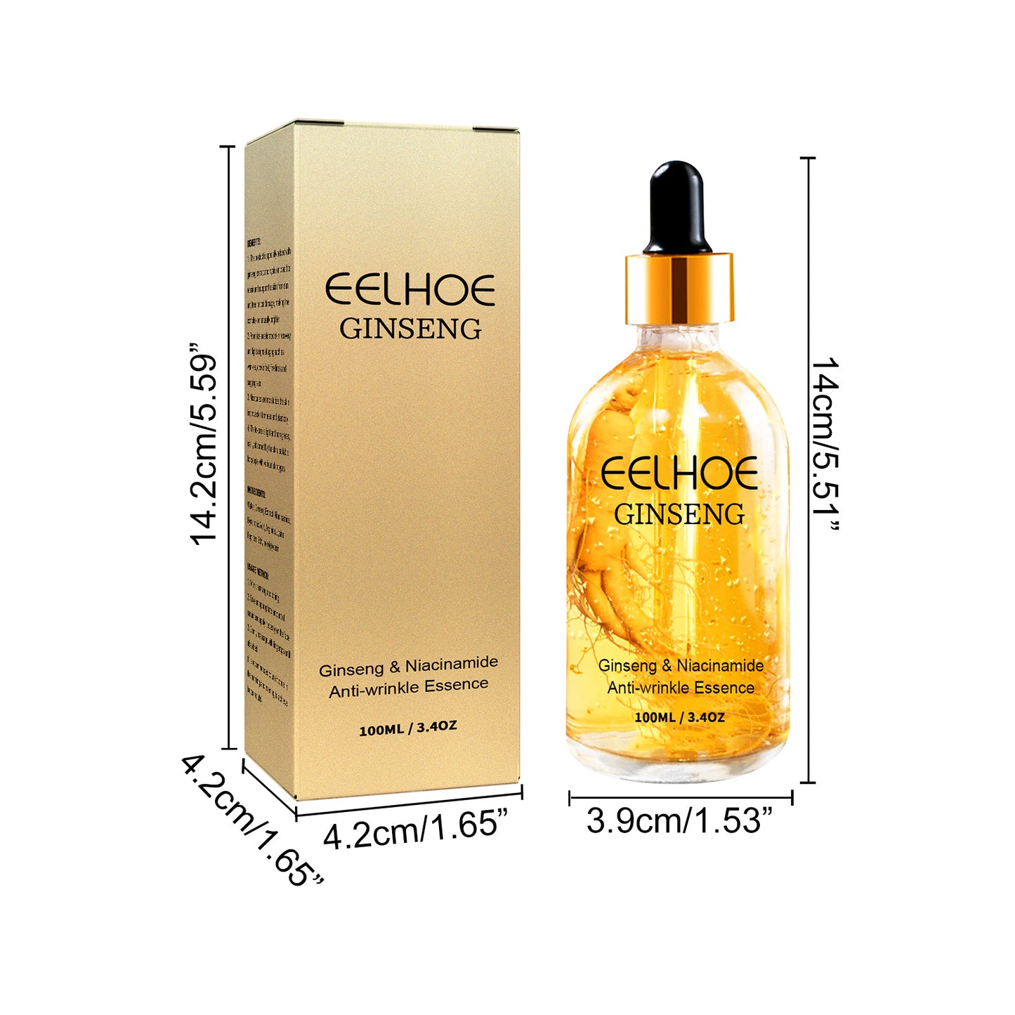 Ginseng Anti Wrinkle Serum, Ginseng Extract Liquid, Ginseng Polypeptide Anti-Ageing Essence, Korean Ginseng Essential Oil Tighten Moisturizing Smooth Skin Reduce Fine Lines