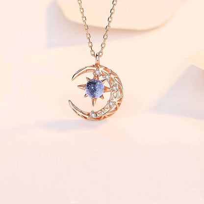 Elegante collar de luna y estrella 