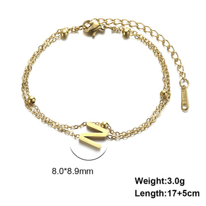 Titanium Steel Double-Layered Chain Letter Necklace Bracelet