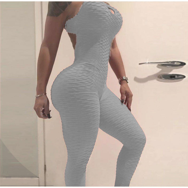 Hip-Lifting High-Waisted Mesh Sexy Fitness Jumpsuit