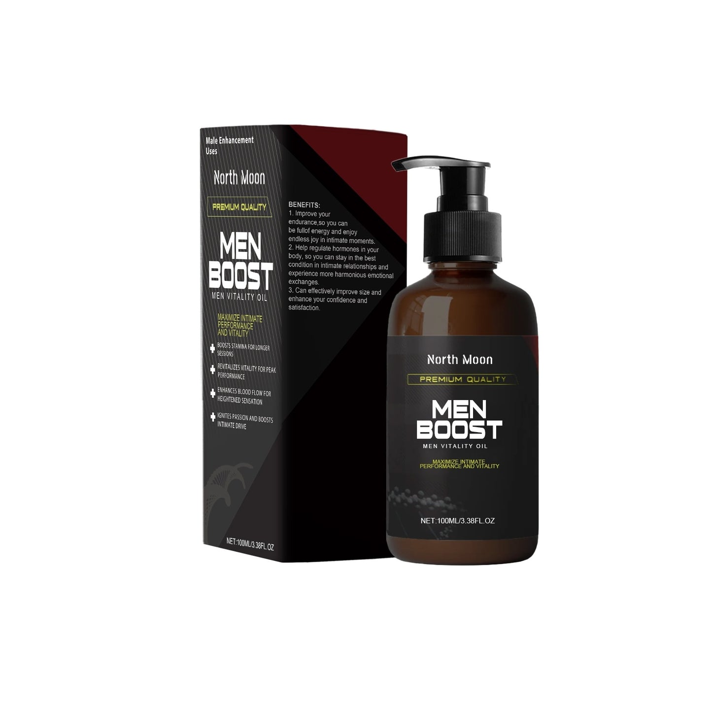 NORTH MOON Men's Long-lasting Sexual Care Oil 100ml - Enhances endurance, energy, sexual desire, and blood circulation