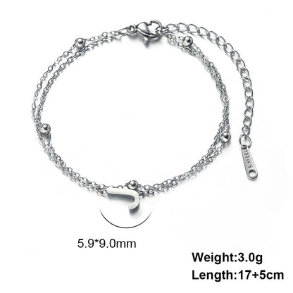 Titanium Steel Double-Layered Chain Letter Necklace Bracelet