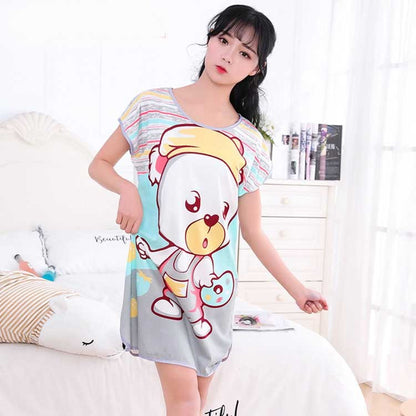 Women's Cartoon Milk Silk One-Piece Nightdress