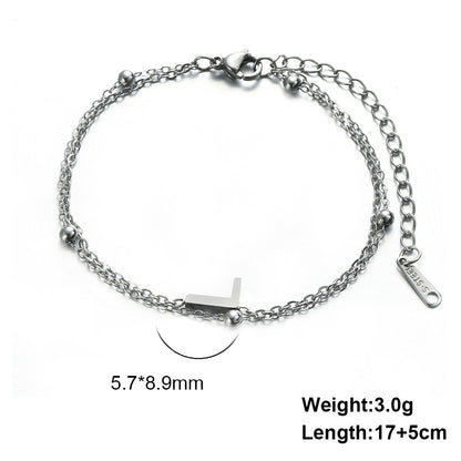 Titanium Steel Double-Layered Chain Letter Necklace Bracelet