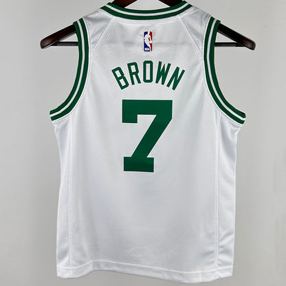 2025 Celtics BROWN #7 White Kids NBA Jersey