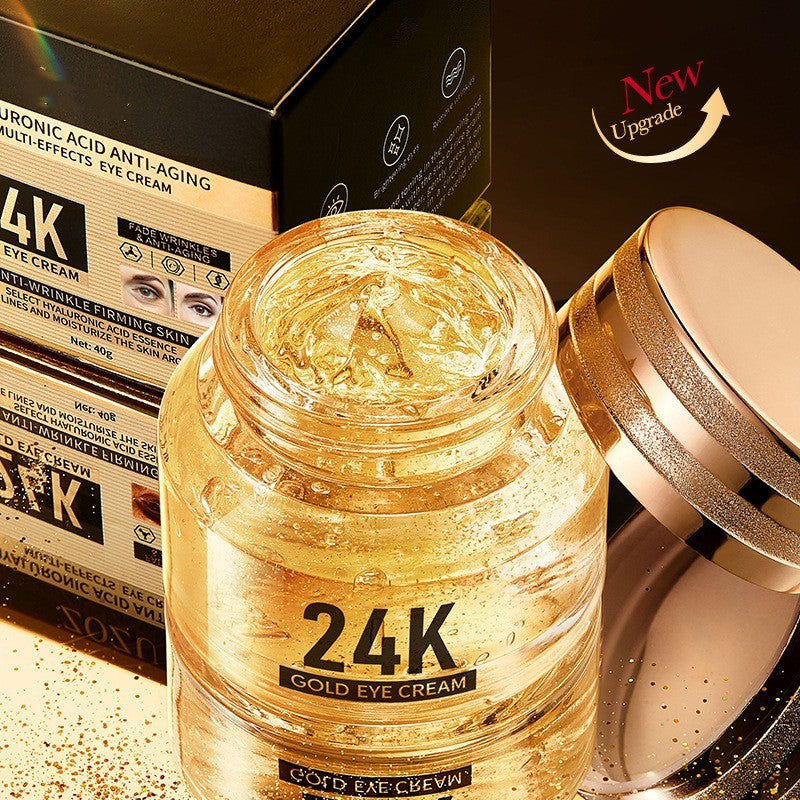 Crema para ojos antiarrugas con efecto multiefecto y oro con ácido hialurónico 24K de 40 g