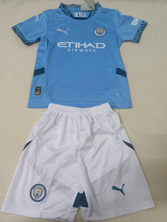 2024-25 Man City Home Kids Soccer Jersey Suit