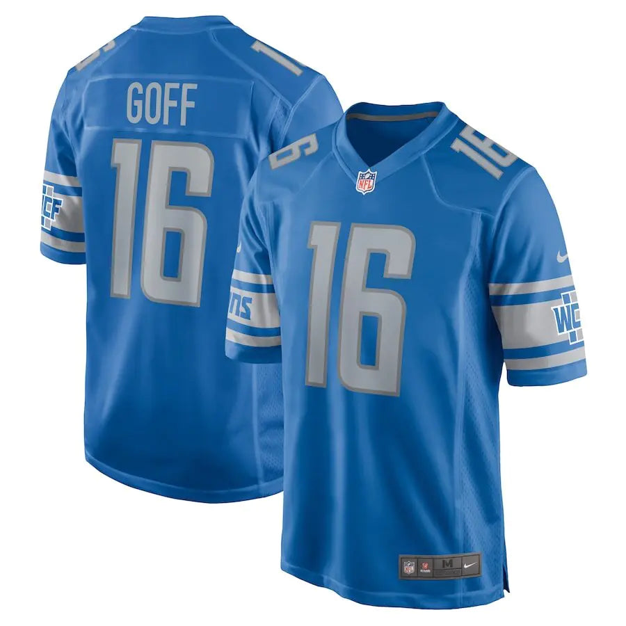 Camiseta azul de Jared Goff de los Detroit Lions para hombre