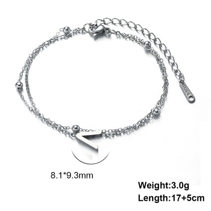 Titanium Steel Double-Layered Chain Letter Necklace Bracelet