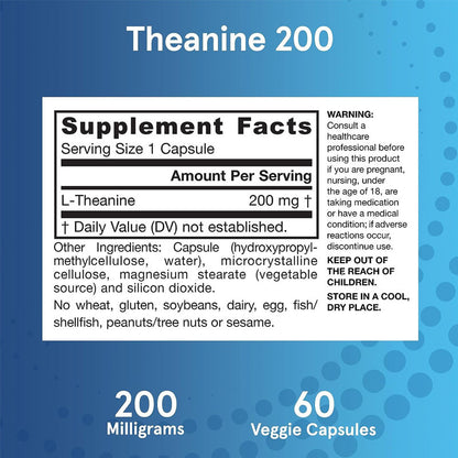 Theanine Capsules - Brain-Boosting, Focus-Enhancing, Sleep-Improving Relaxation Capsules – Gluten-Free & Non-GMO