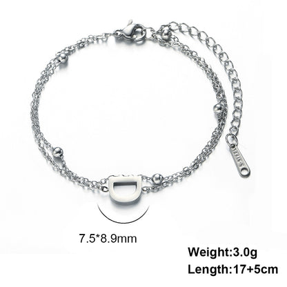 Titanium Steel Double-Layered Chain Letter Necklace Bracelet