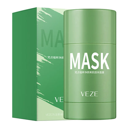 VEZE Oil Control minimiza los puntos negros y los poros, mascarilla sólida refrescante de levadura de té verde y berenjena