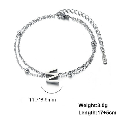 Titanium Steel Double-Layered Chain Letter Necklace Bracelet