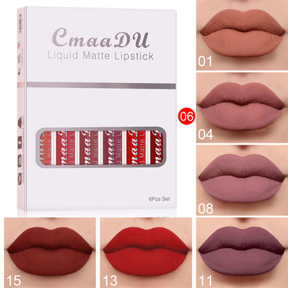 CMAA DU Matte Non-Stick Waterproof Lipstick - Long Lasting Lip Gloss 6 Boxes