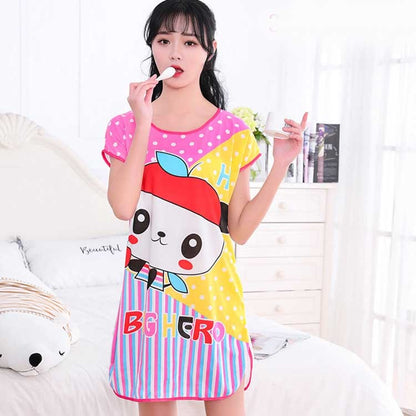 Women's Cartoon Milk Silk One-Piece Nightdress