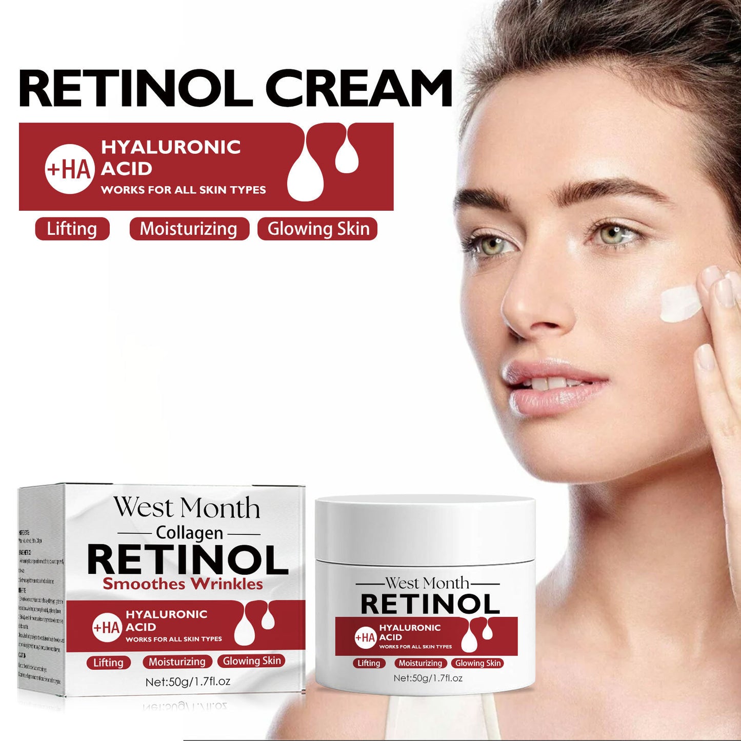 WEST MONTH Kolejen Rétinol Anti-Âge Nourrissant et Raffermissant pour la Peau - Crème de Visage Anti-Rides - 3 Achetez 2 Payez