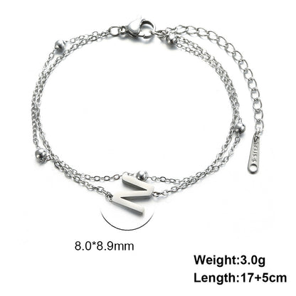 Titanium Steel Double-Layered Chain Letter Necklace Bracelet