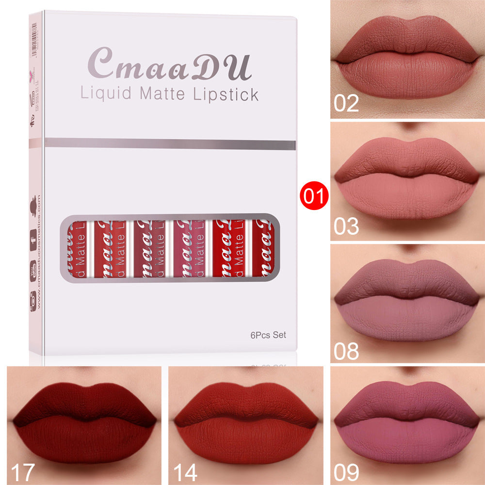 CMAA DU Matte Non-Stick Waterproof Lipstick - Long Lasting Lip Gloss 6 Boxes