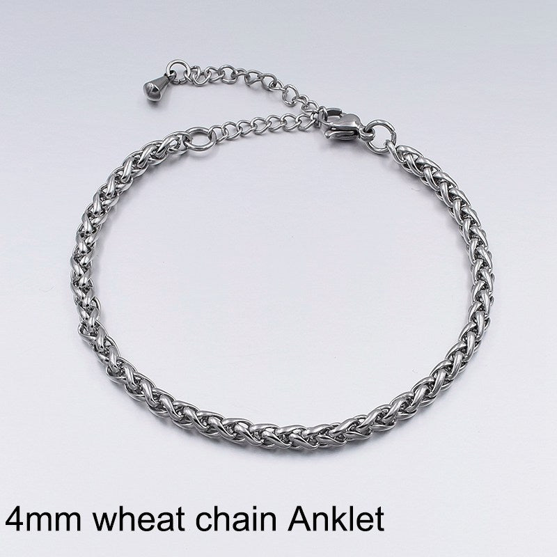 Korean Version Titanium Steel Ankle Bracelet