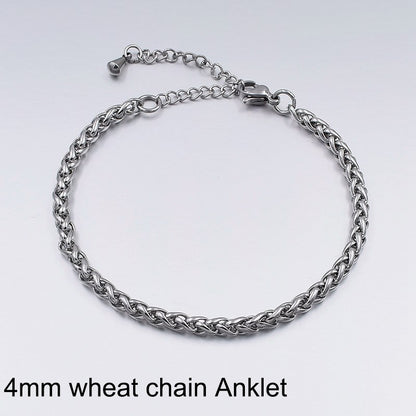 Korean Version Titanium Steel Ankle Bracelet