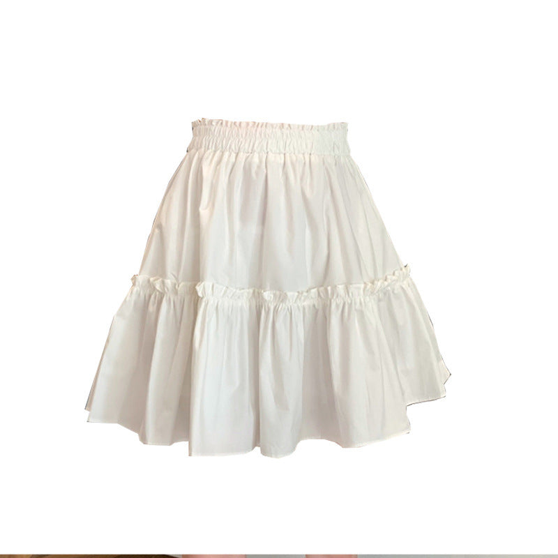 White Half Skirt Women's Summer High Waist Shows Thin