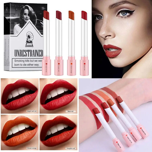 UNRESTRAINED Cigarette Case Lipstick Set - 4 Colors, Long-Lasting, Waterproof, Matte Lips