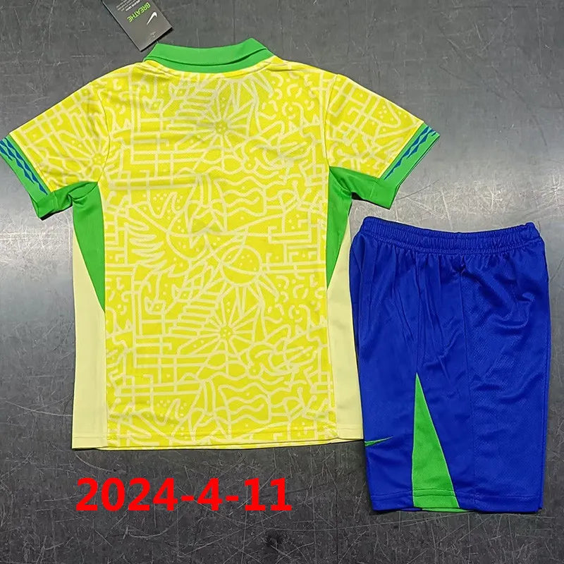 2024-25 Brazil Home Kids Soccer Jersey